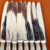 Christofle crossed ribbons 8 knives entremet dessert cheese very good condition