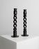 Set of 2 vintage dark wood candlesticks, twisted design, Italy, 1970s.