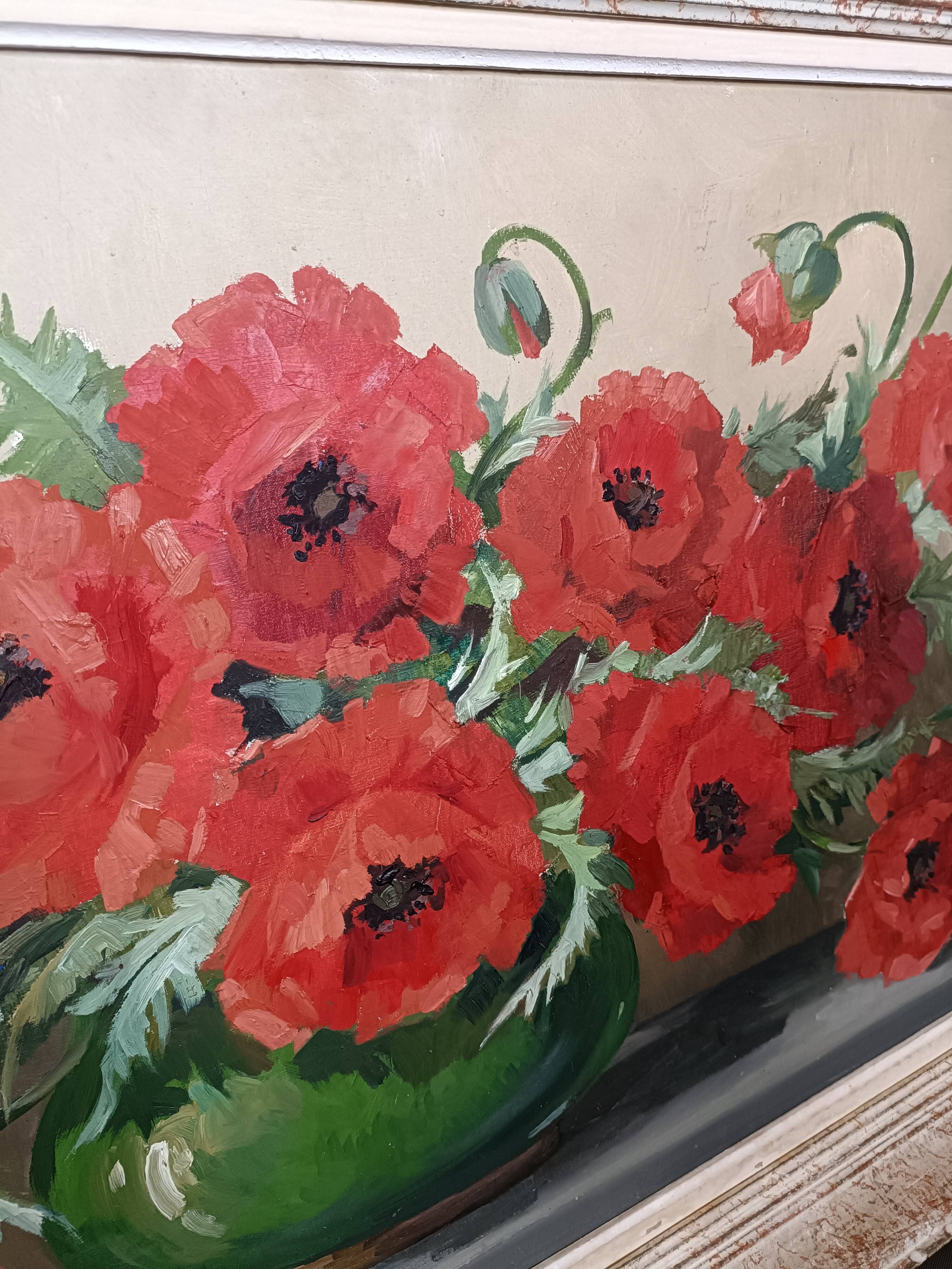 Oil on canvas painting "red poppies" signed