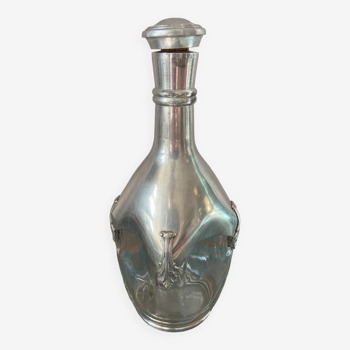 Glass and pewter whiskey decanter