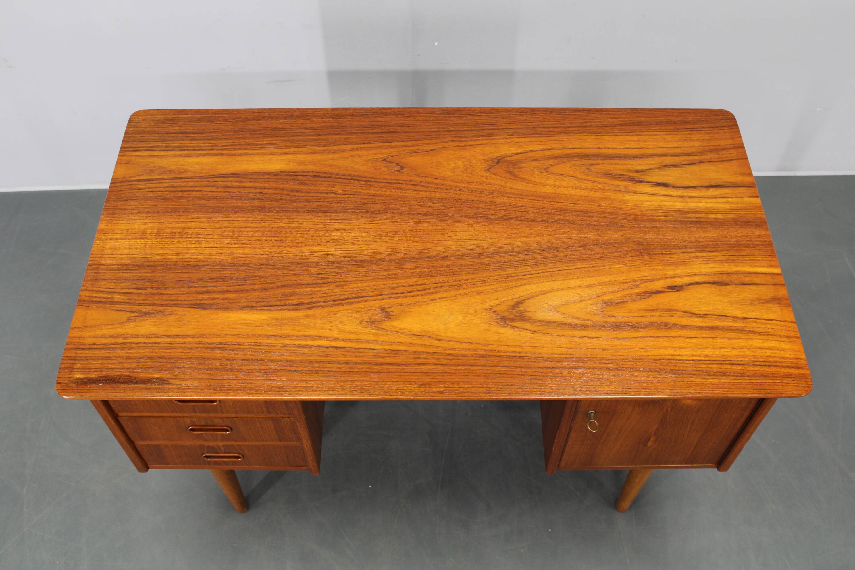 Danish mid-century modern teak writing desk with oak legs, 1960s