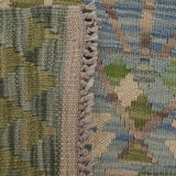 Green Wool Afghan Kilim Traditional Geometric Flat-woven Handmade Rug- 80x120cm