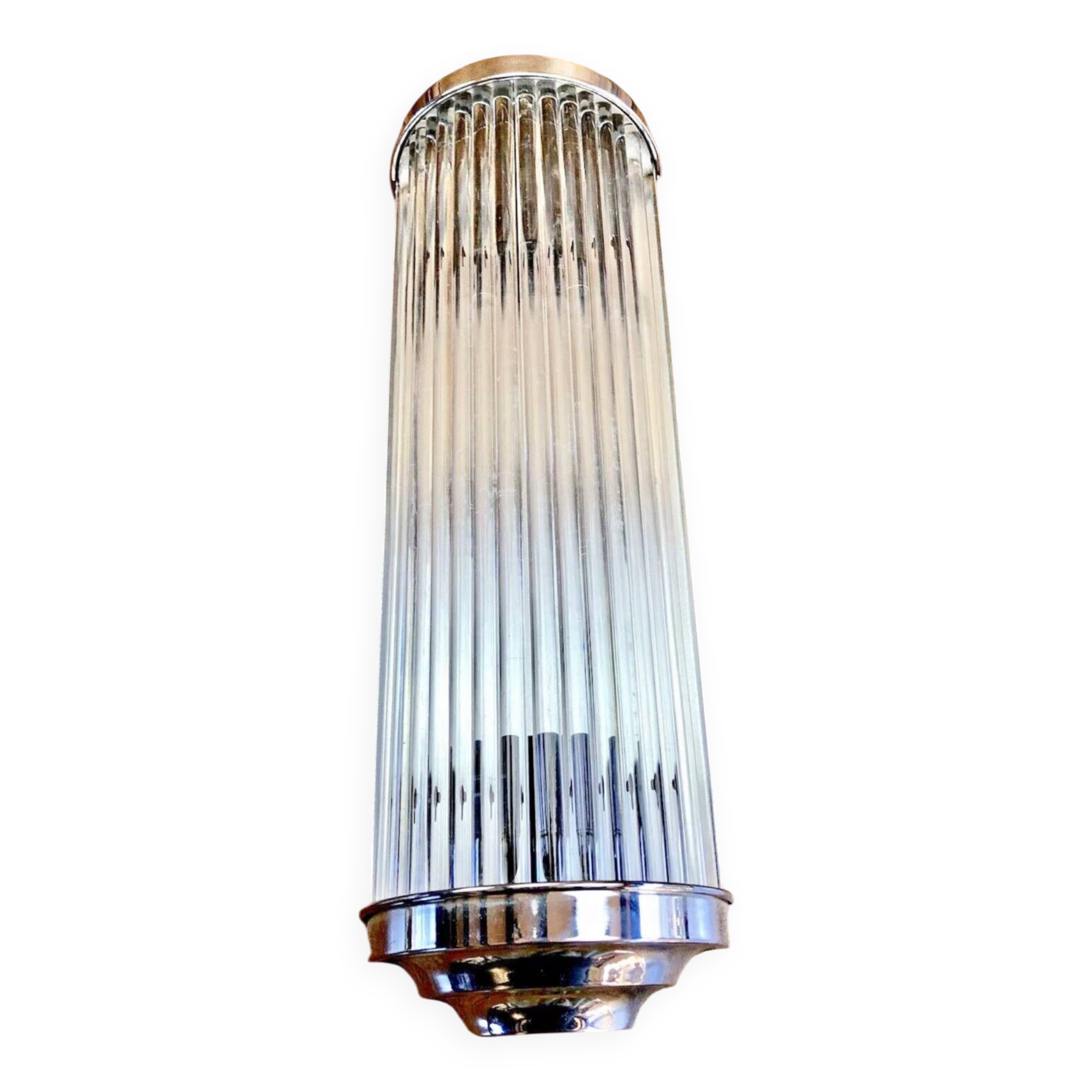 Chrome and glass tube wall light Petitot Genet and Michon c 1950