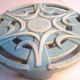 Art deco flat bottom blue and white star enamelled cast