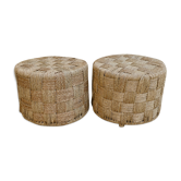 Pair of braided rope ottoman stools