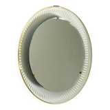 Rare round illuminated mid-century Hillebrand metal mirror from 1966
