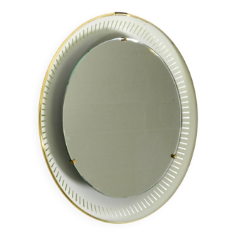 Rare round illuminated mid-century Hillebrand metal mirror from 1966