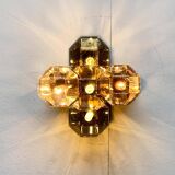 Vintage German wall or ceiling lamp from the space age in chrome and glass by Motoko Ishii for Staff, 1970s.