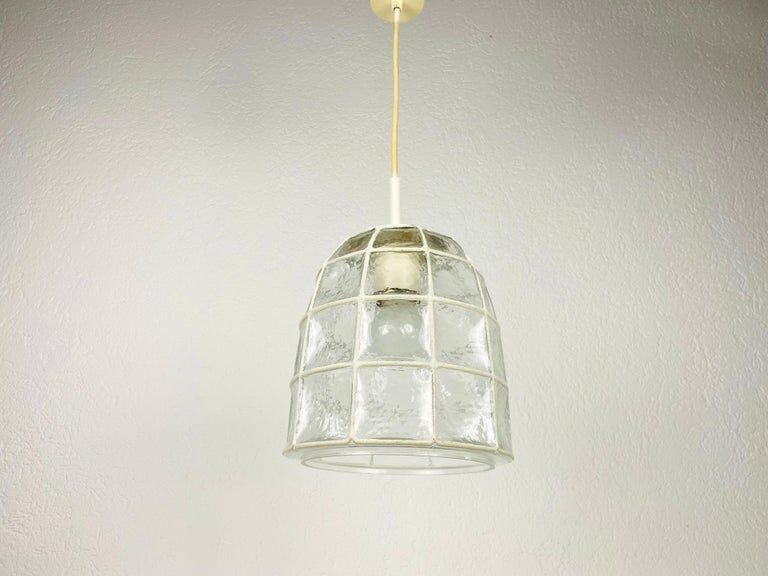 Hanging lamp in iron and glass from Glashütte Limburg, 1960s