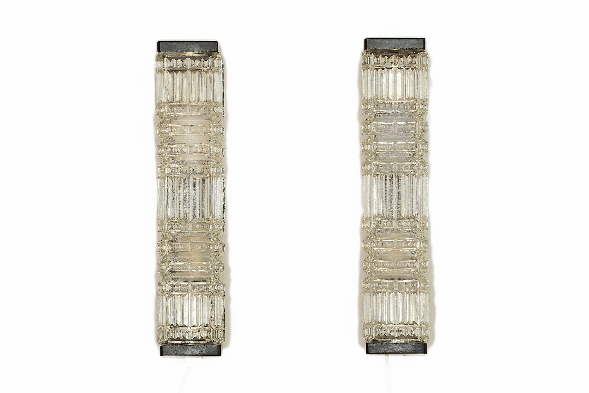 Pair of glass wall sconces by HoSo, Germany 1970s