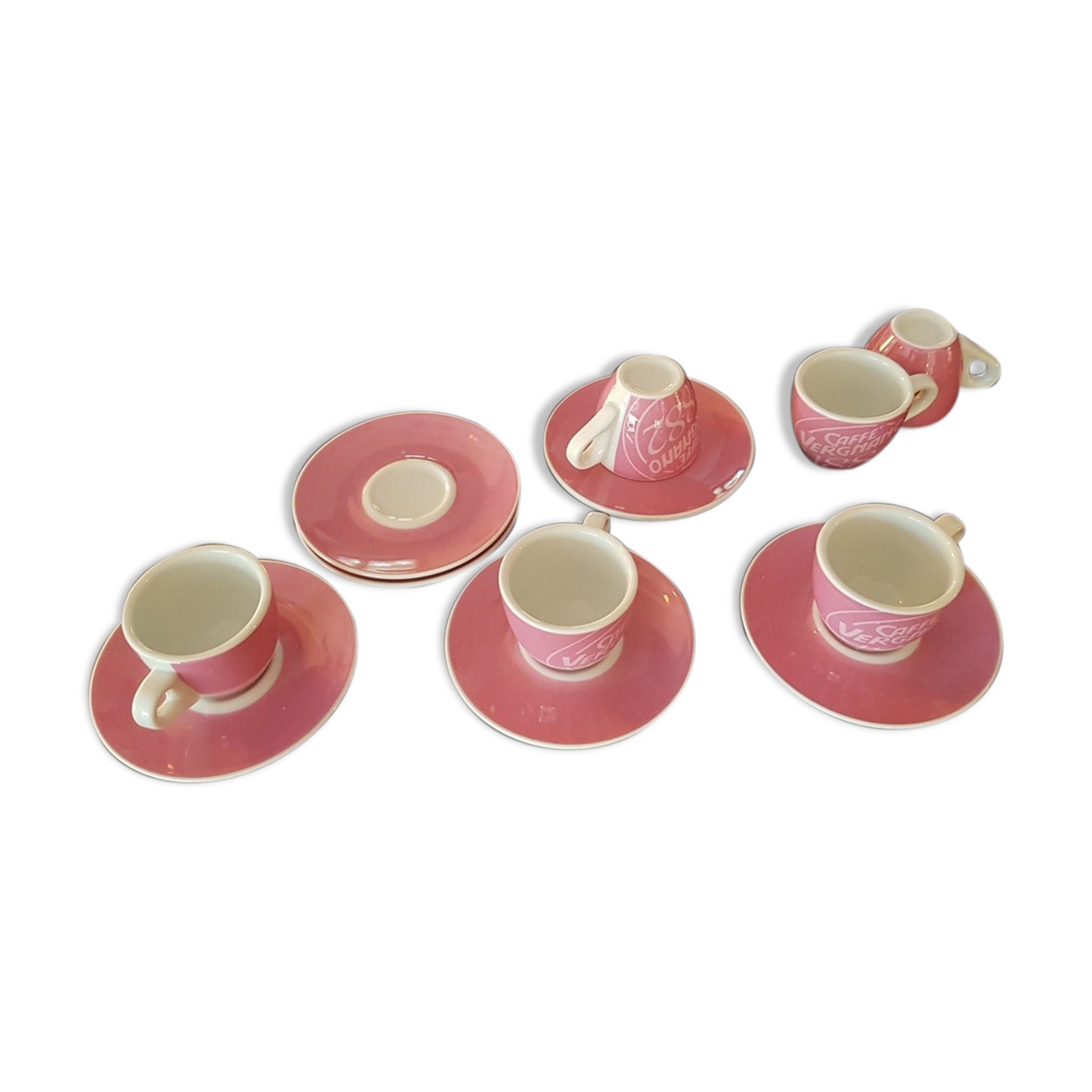 CAFFE VERGNANO 1882 Set of 6 Espresso Cups - Rose Porcelain Saucers