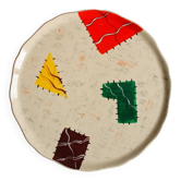 Large Longwy dish, hand-painted Harlequin model
