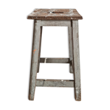Patinated grey vintage painter's stool