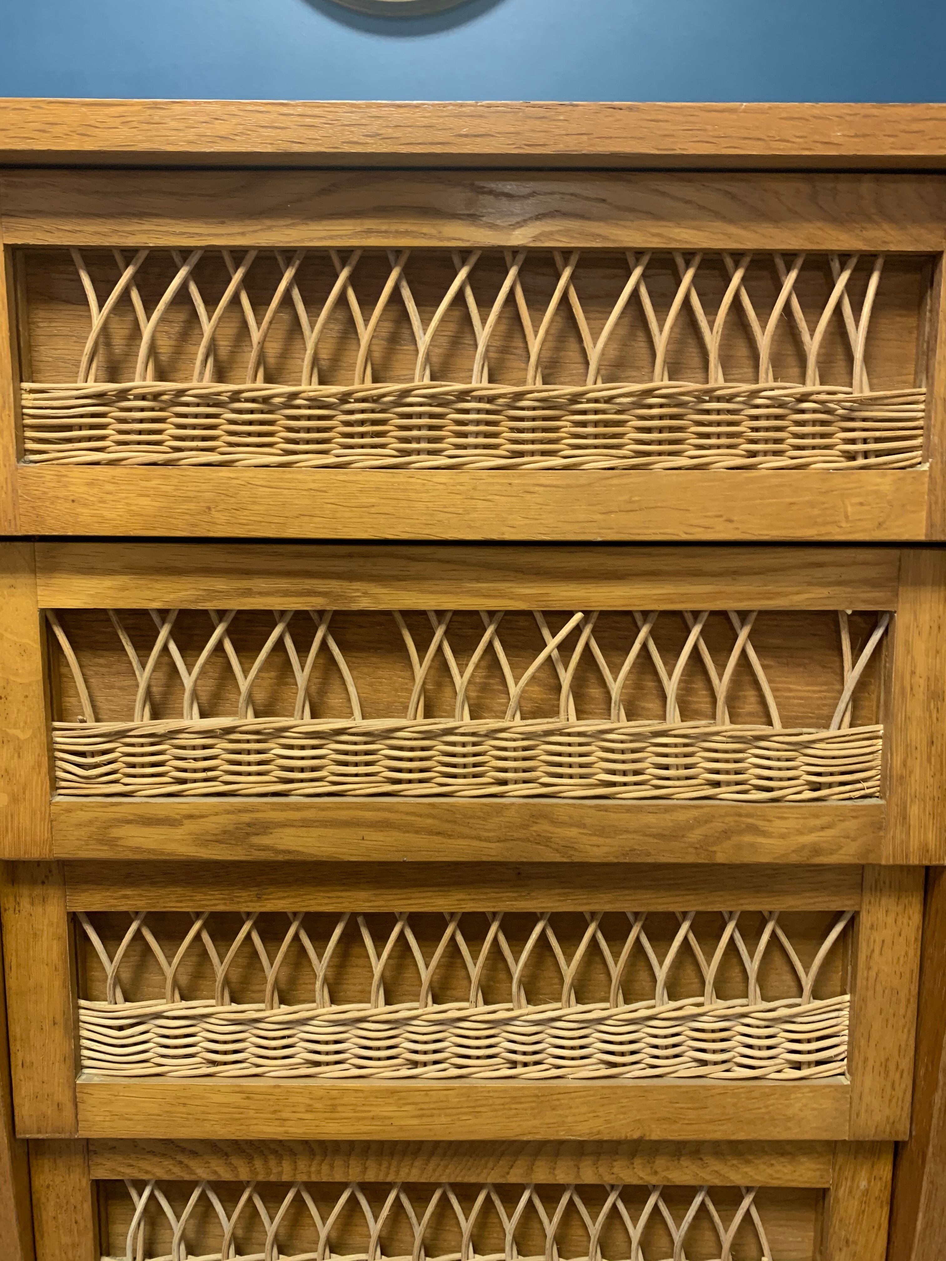 Vintage wood/wicker cabinet