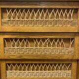 Vintage wood/wicker cabinet