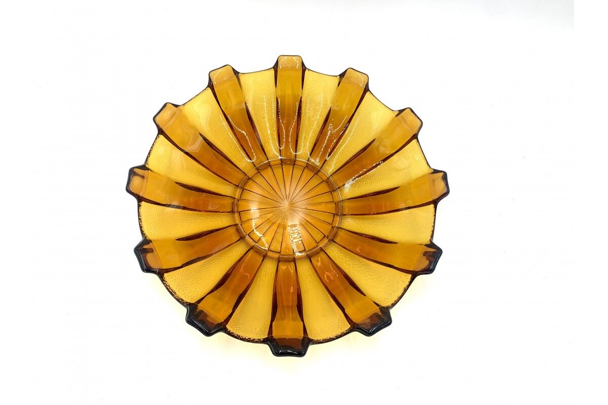 Honey glass platter, Poland, 1960s