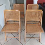 Vintage woven cane folding chair from the 80s