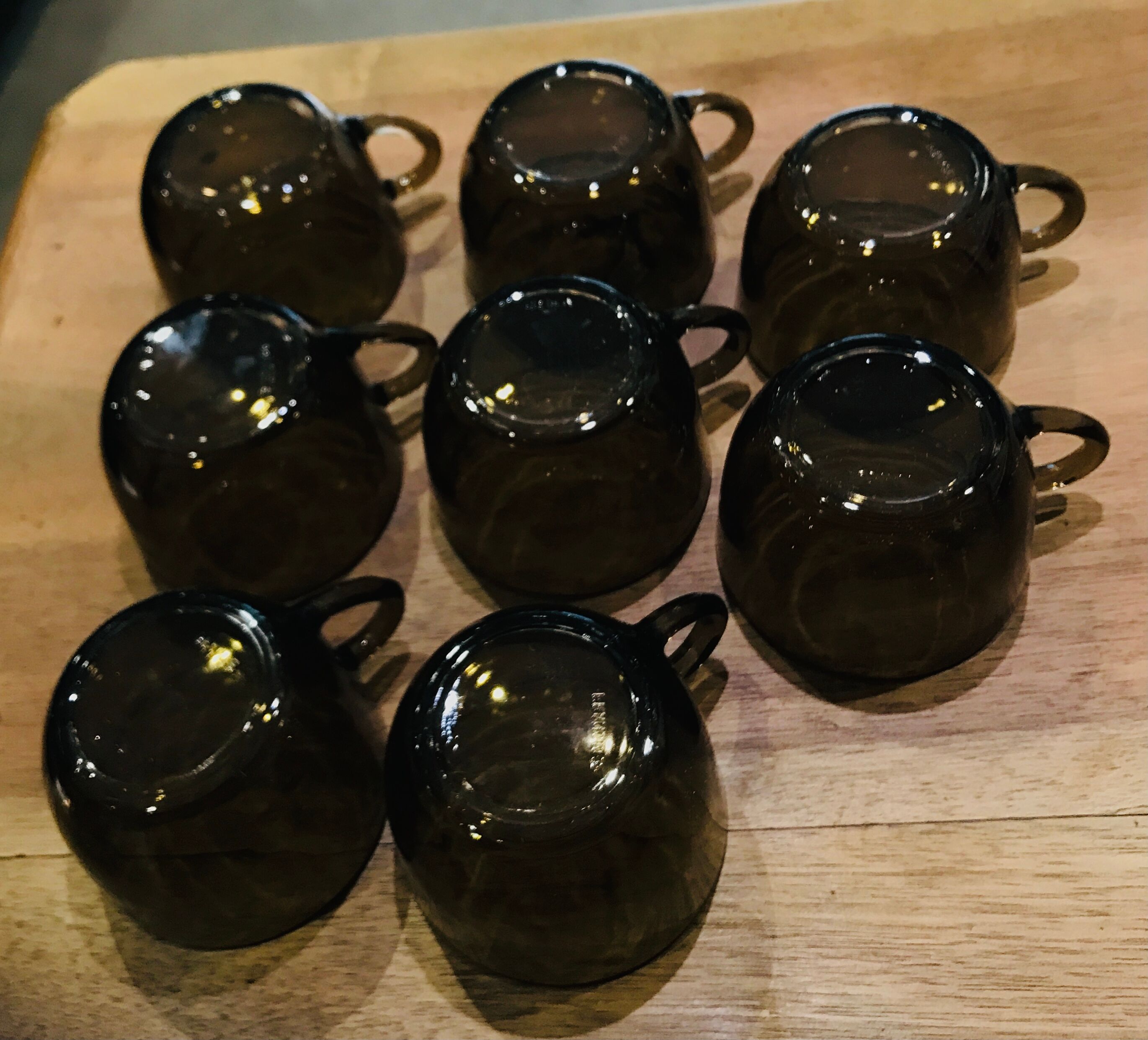 Lot de 8 tasses à café verre fumé
