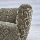 1960s, Danish 2-seater curved sofa, light green furniture velour.