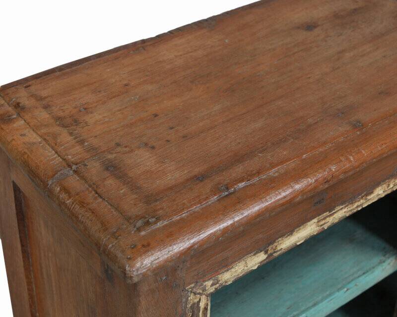Old Teak Bedside Shelf Patina and Original Piece from India