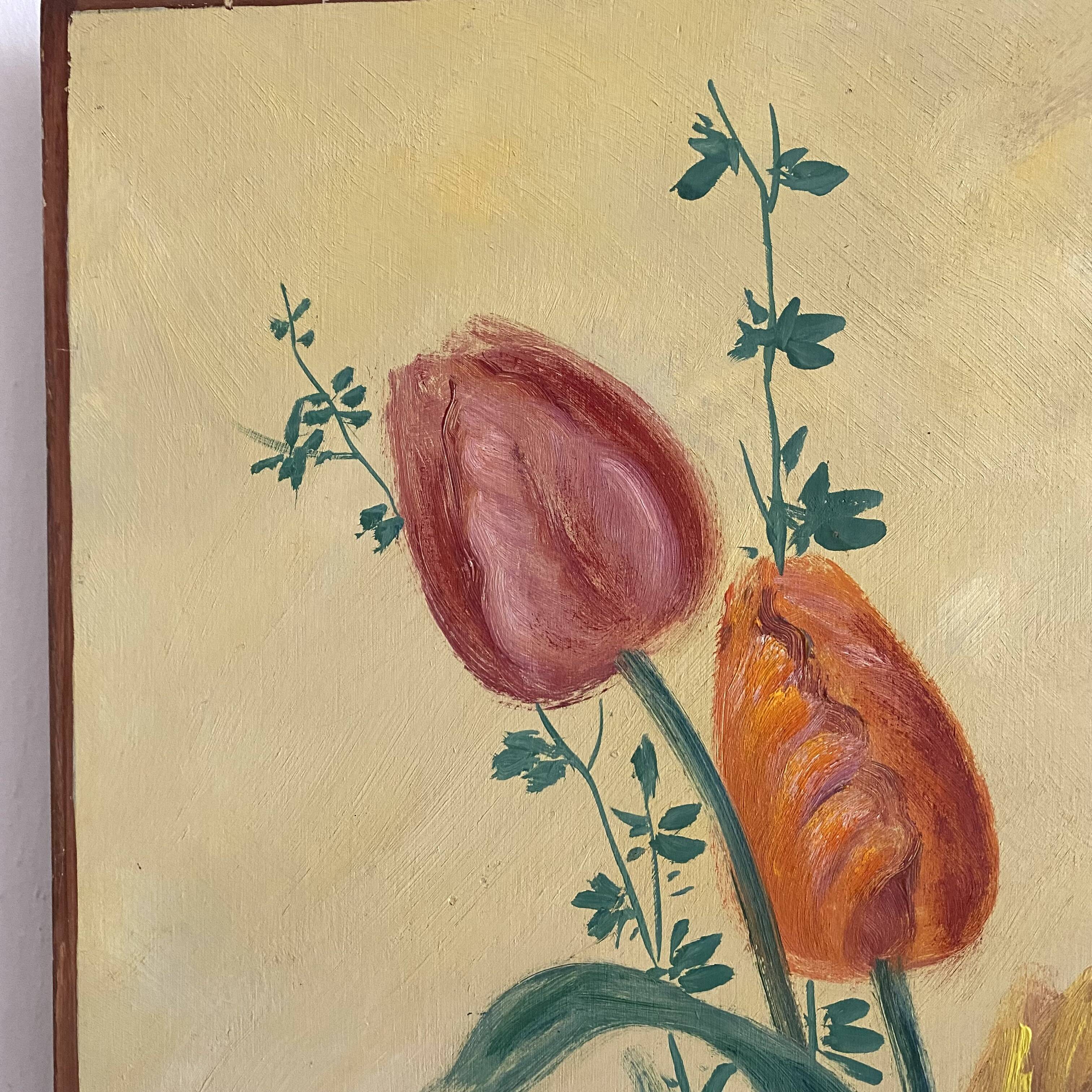 Peinture bouquet de fleurs 25X60cm