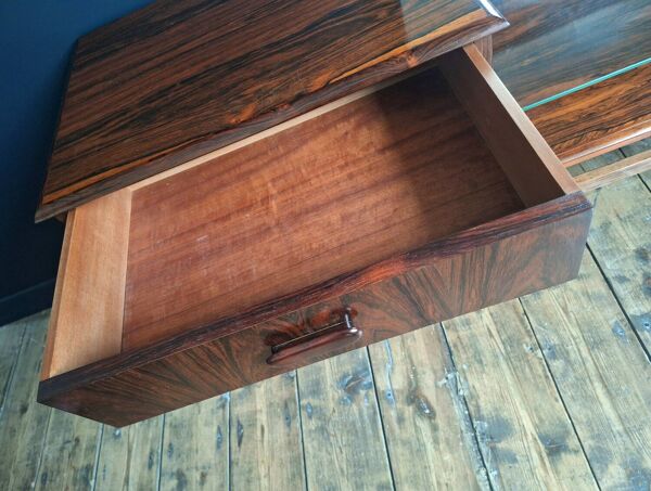 Enfilade vintage en palissandre, meuble coiffeuse ancien, commode