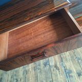 Vintage enfilade in rosewood, antique dressing table, chest of drawers.