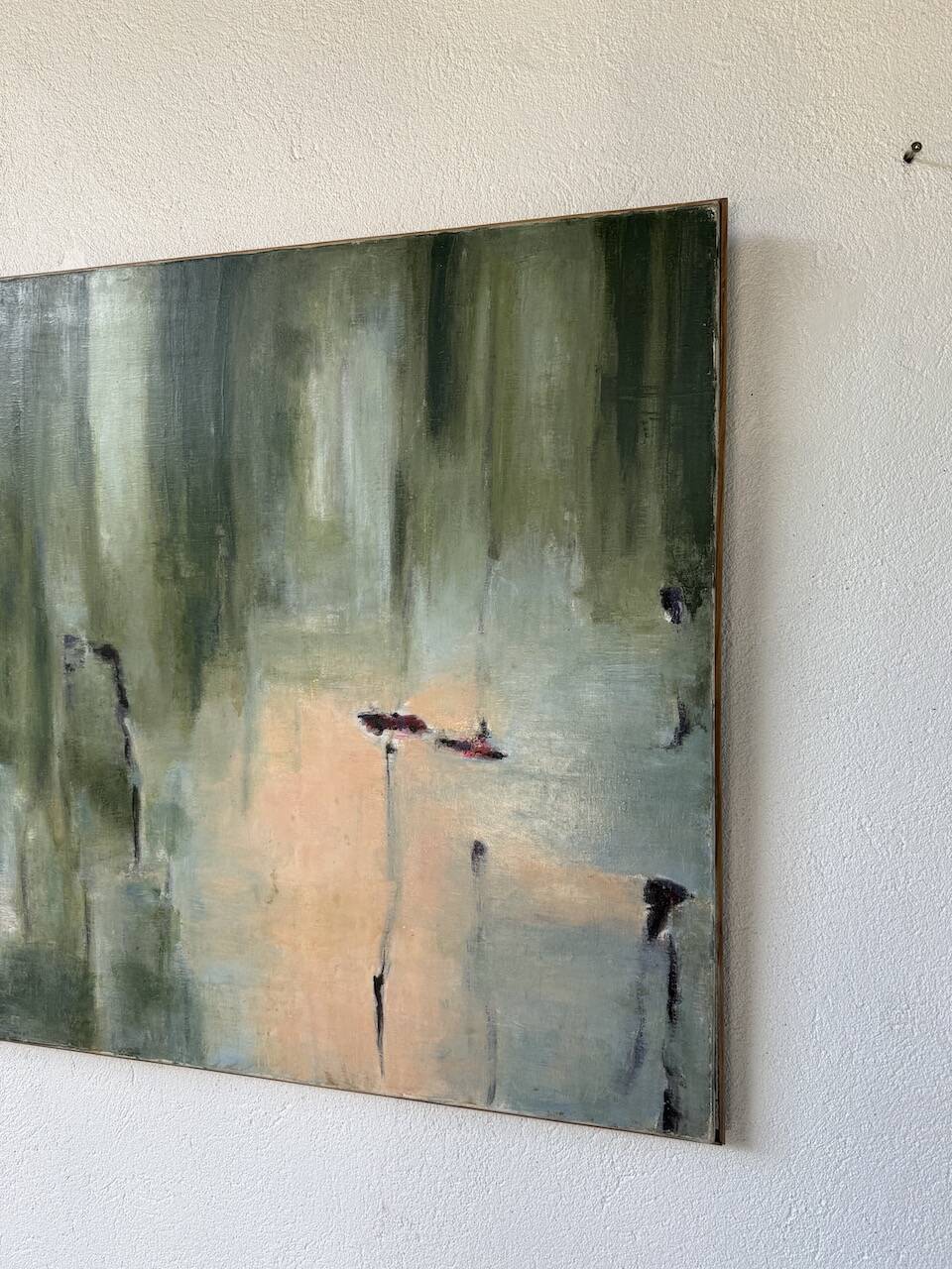 Toile abstraite nymphéas signée JP Perron, XXème