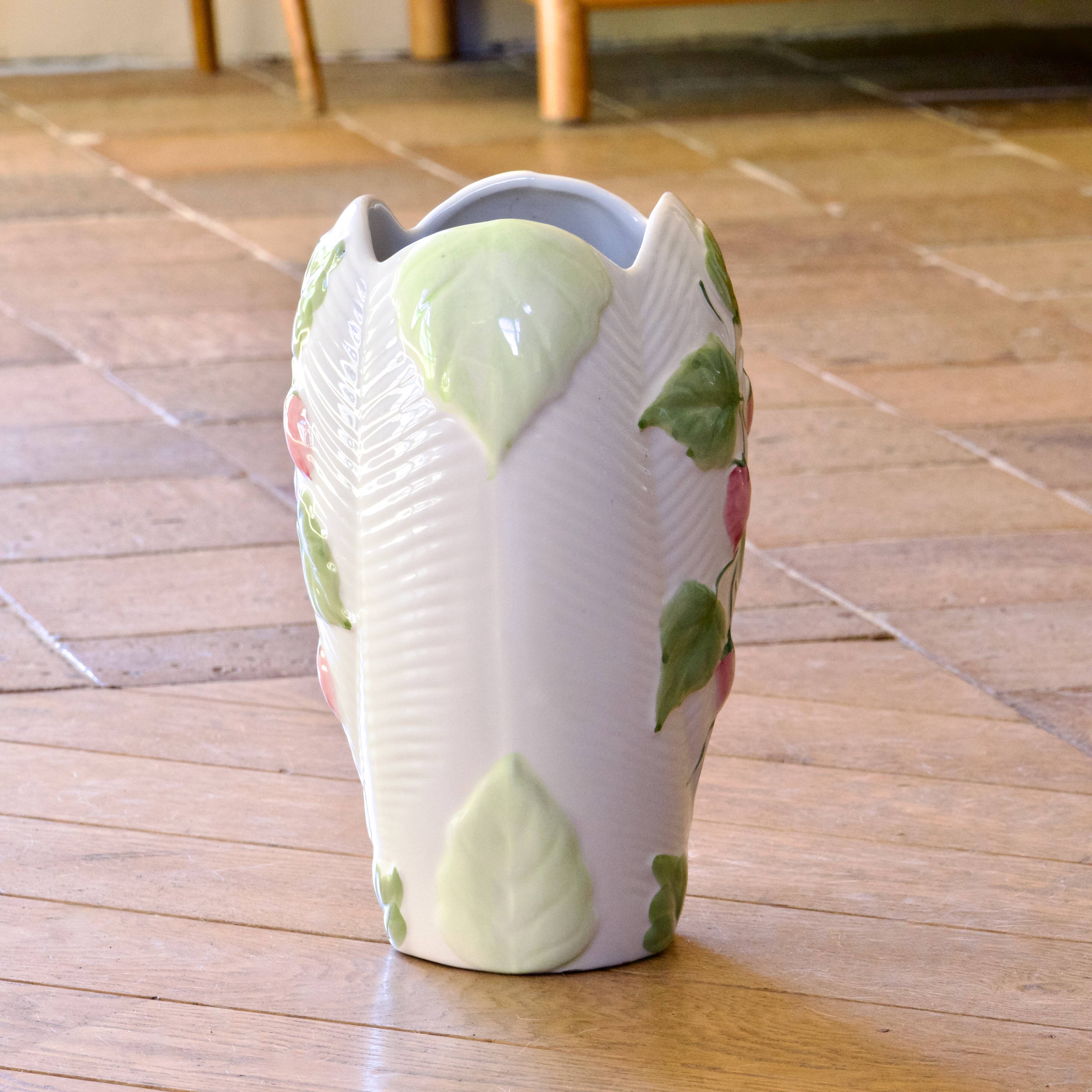 Large vintage strawberry-shaped earthenware vase