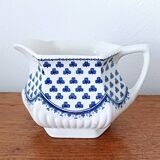 English blue and white milk jug, Adams of Brentwood English ironstone