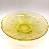 Coupe Art Déco en Verre Pressé Moulé Jaune décor en étoile