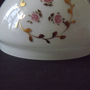 Pair of Vintage White Milk Glass Lamp Shades With Pink Roses & Gold Foliage