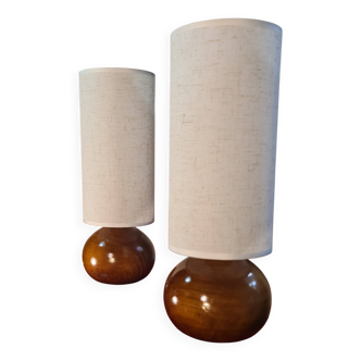 pair of solid wood ball lamps, Scandinavian style bedside lamp, 35 x 13