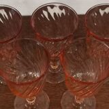Set of 5 pink twisted water glasses "Rosaline" Luminarc France