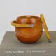 Carl Aubock sugar bowl & tongs, walnut, nickel, cane, no. 3536, 1940s