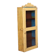 old Art Deco wall showcase in original yellow teak