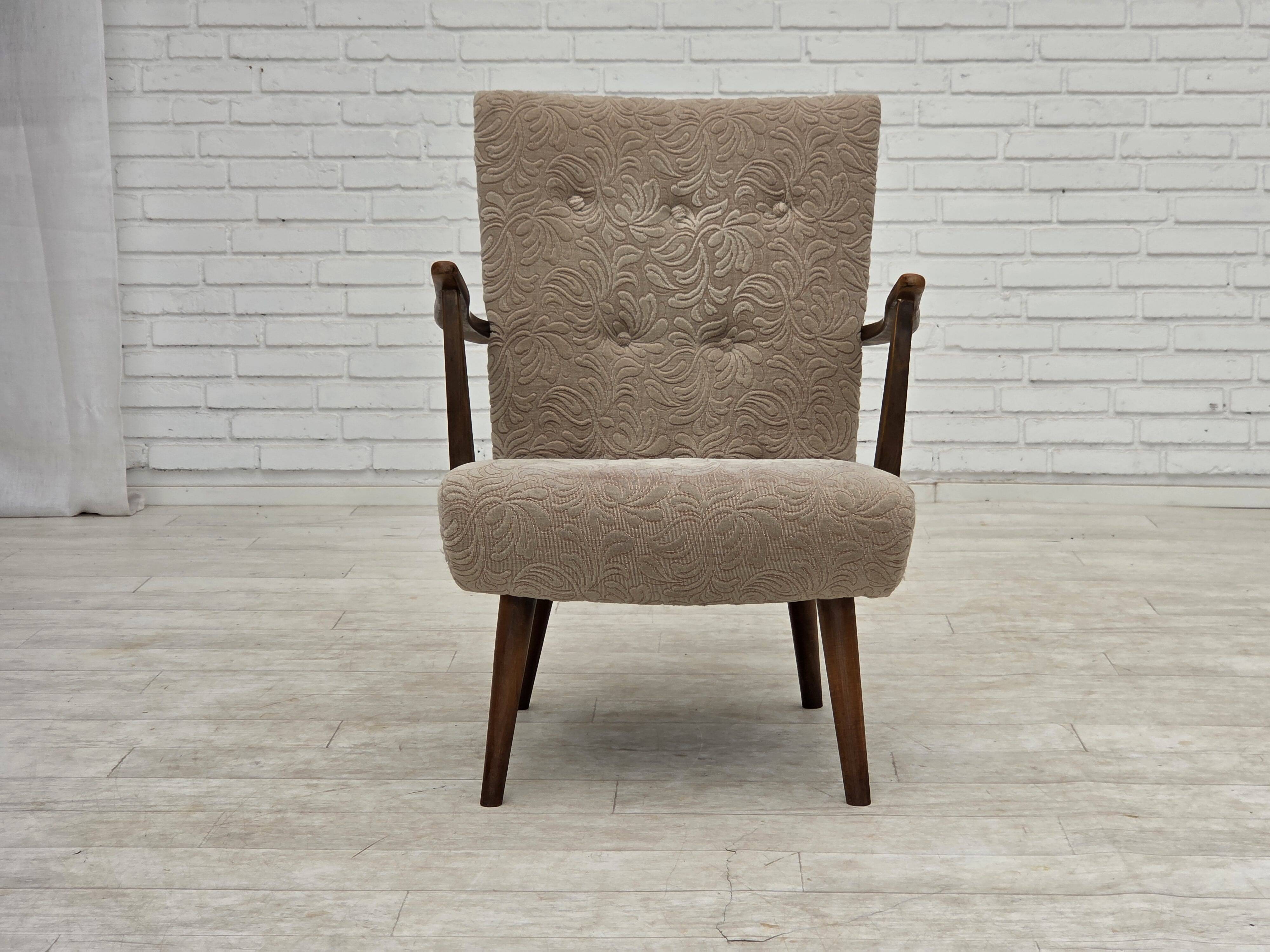 1960s, Danish armchair, furniture wool, beech wood.