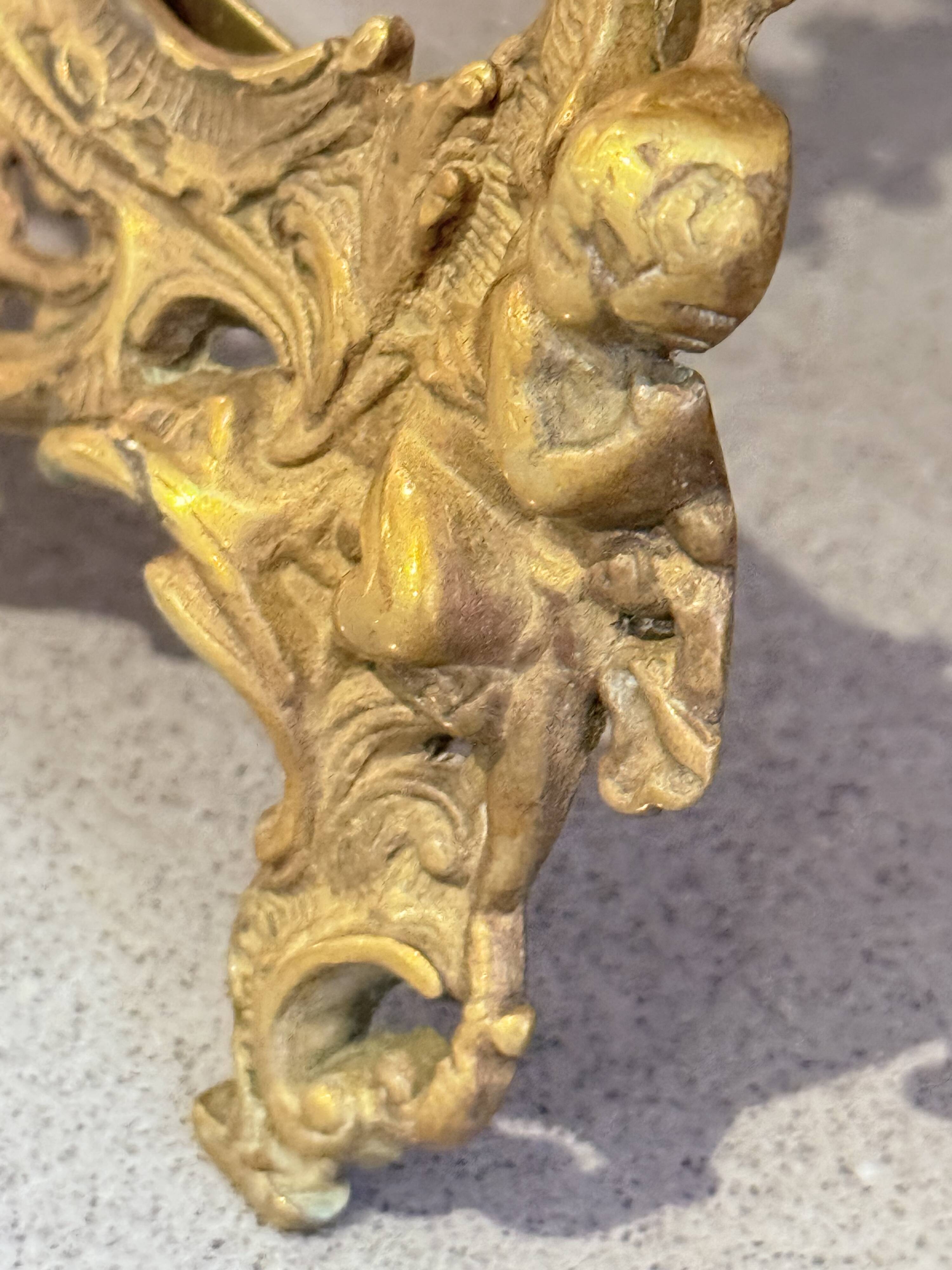 Paire de cadres en laiton doré rococo, cadres décoratifs antiques pour mur et table