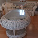 Salon de jardin en osier vintage