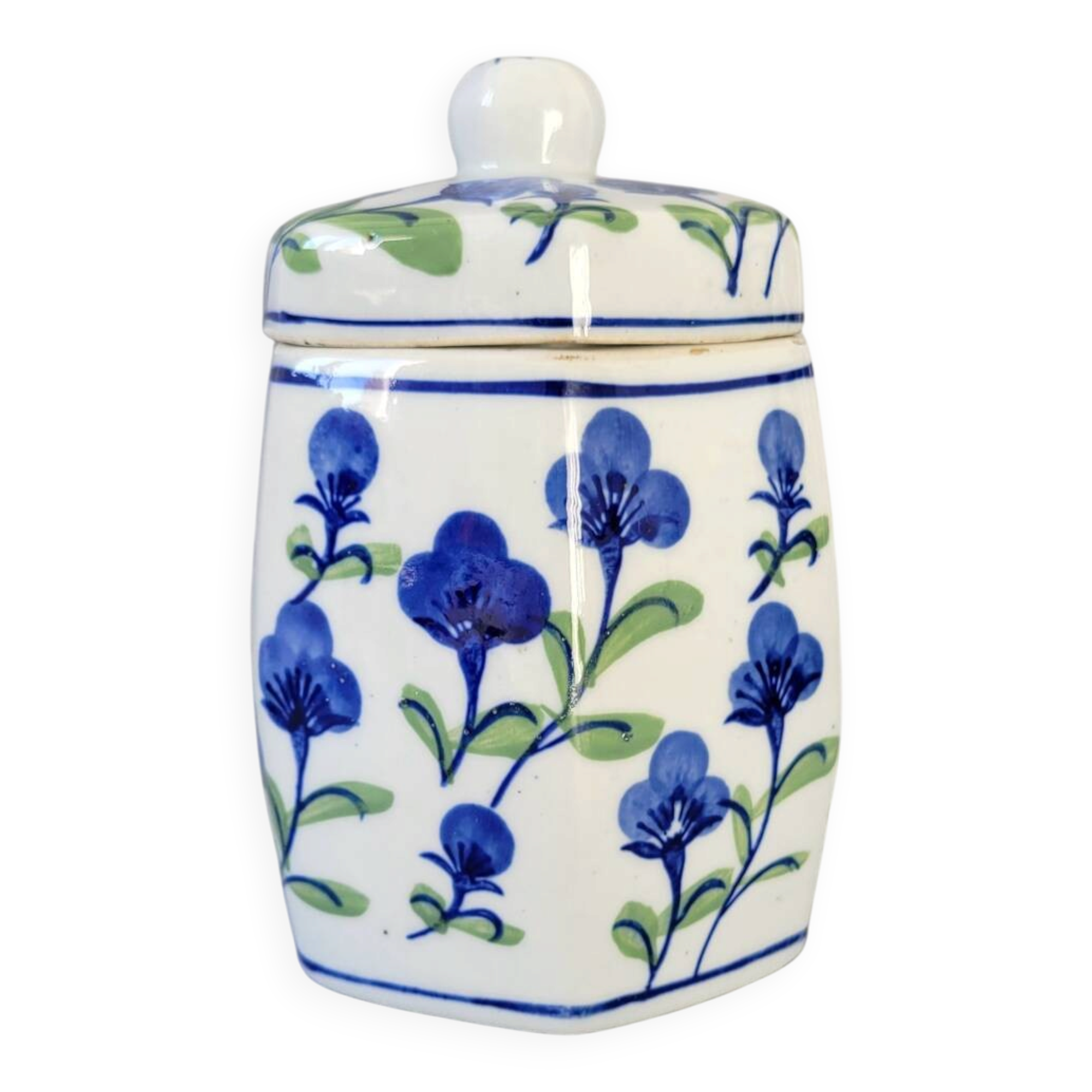 Blue and green ceramic pot