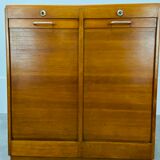 Double curtain binder cabinet