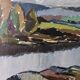 Mid-Century Modern "Meander" Vintage Expressionist River Landscape Oil Painting, Framed