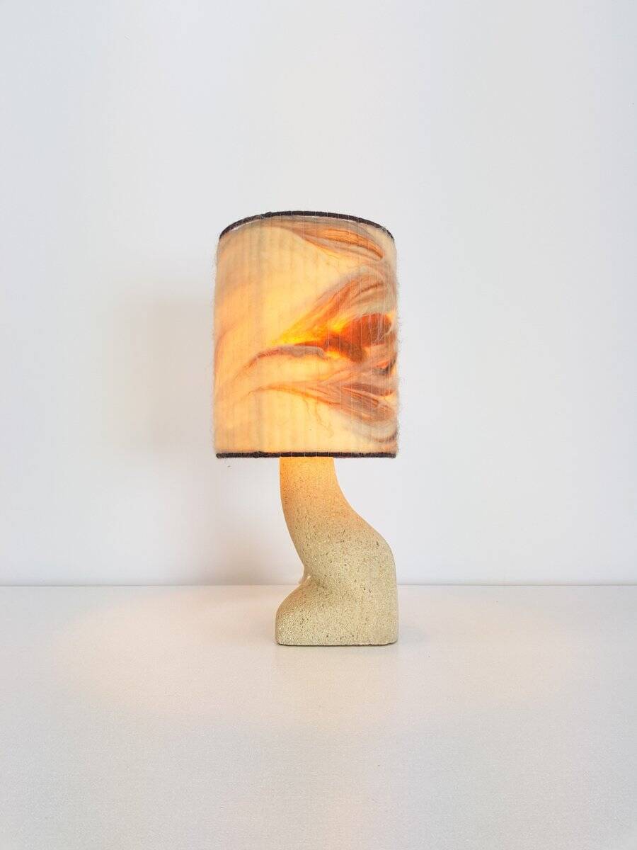 Arts & Crafts Style Brutalist Natural Stone Table Lamp, 1970s