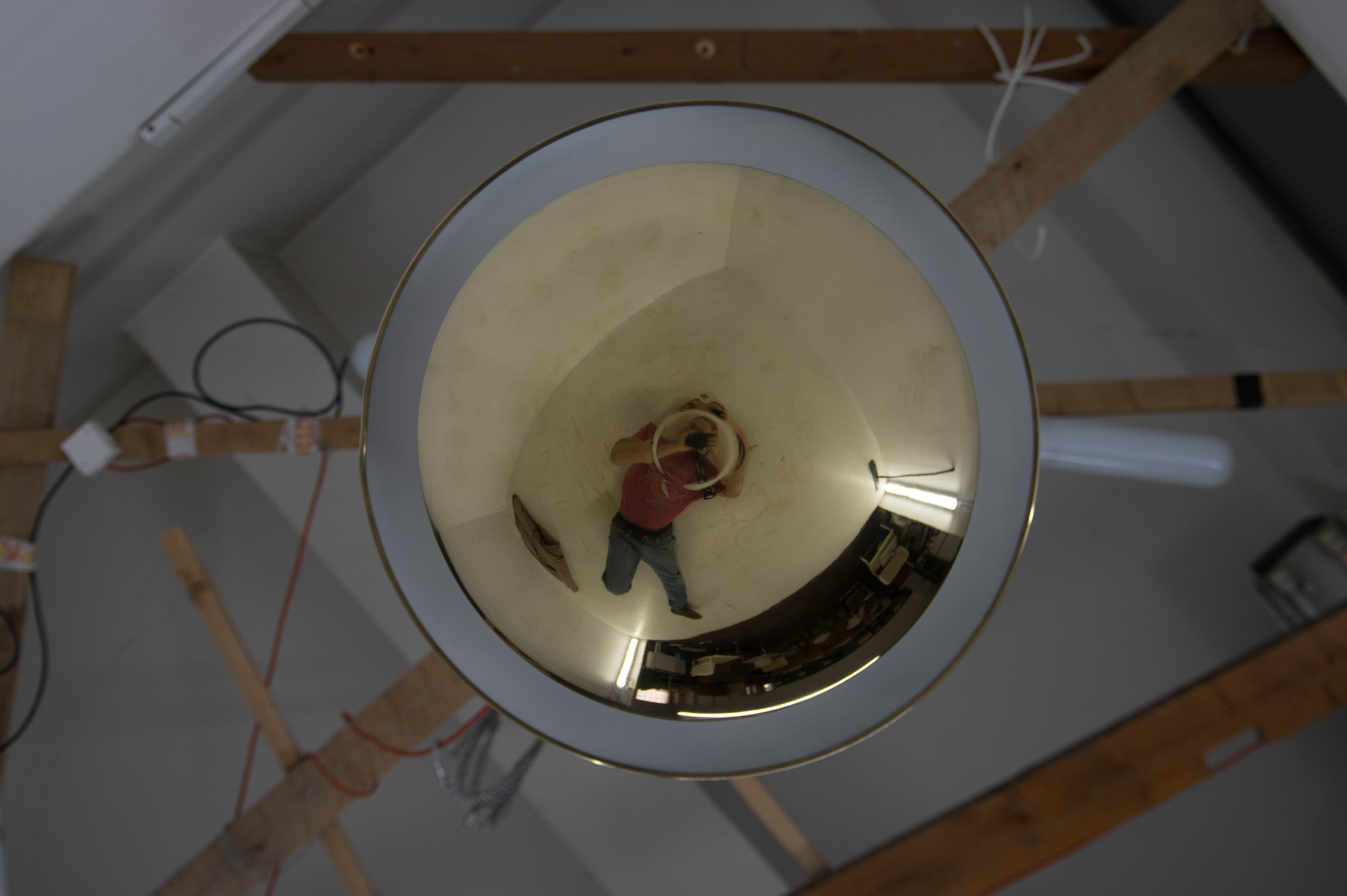 Brass Bauhaus chandelier by Franta Anyz, 1920s, restored