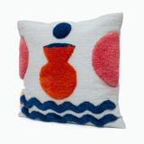 Housse de coussin en laine fait main orange vase 45 x 45 cm