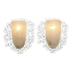 Wrought iron pocket wall sconces featuring a frosted amber glass / metal frame