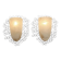 Wrought iron pocket wall sconces featuring a frosted amber glass / metal frame