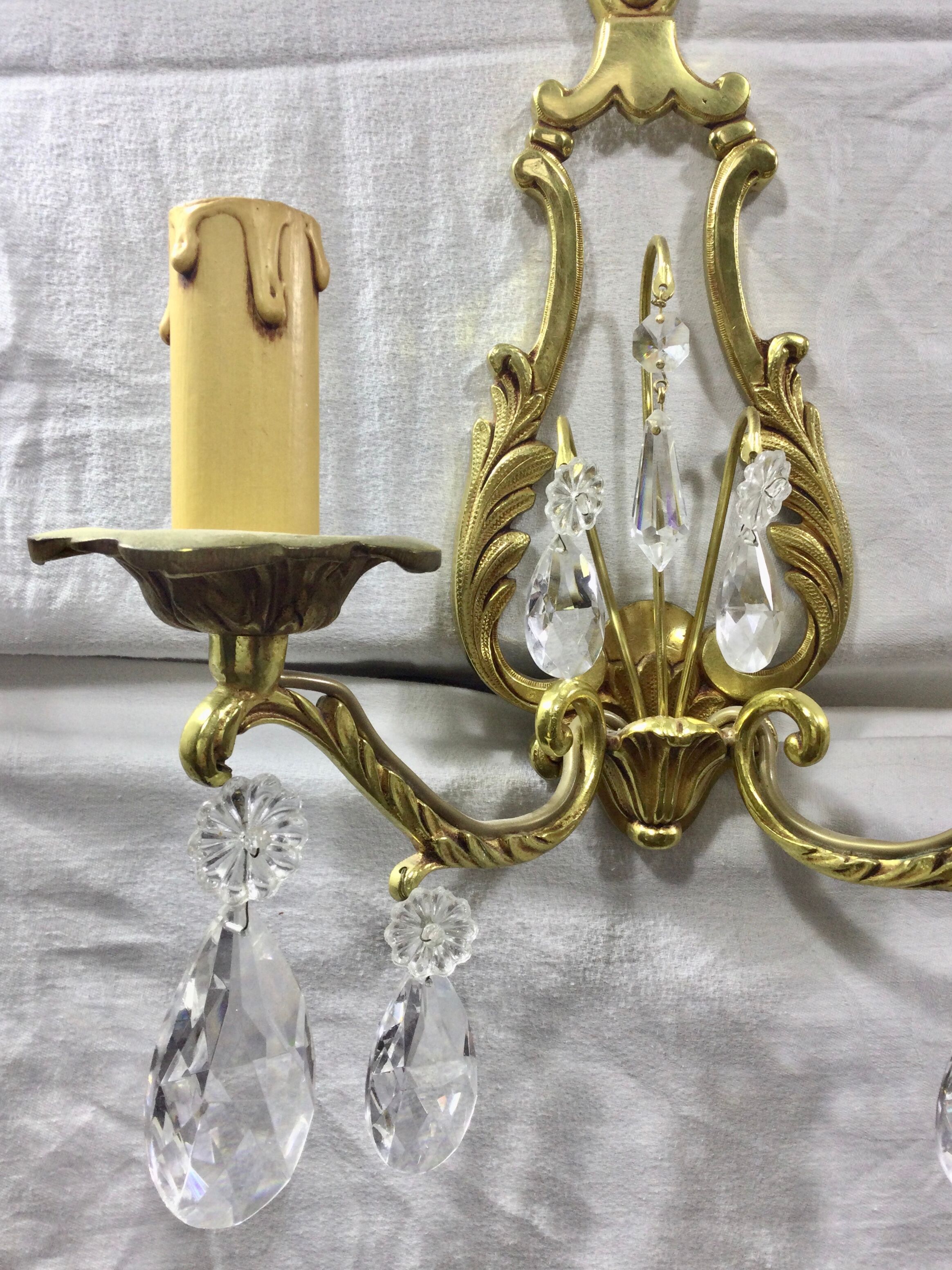 Pair of Wall Lamp Bronze And Crystal 2 Lights