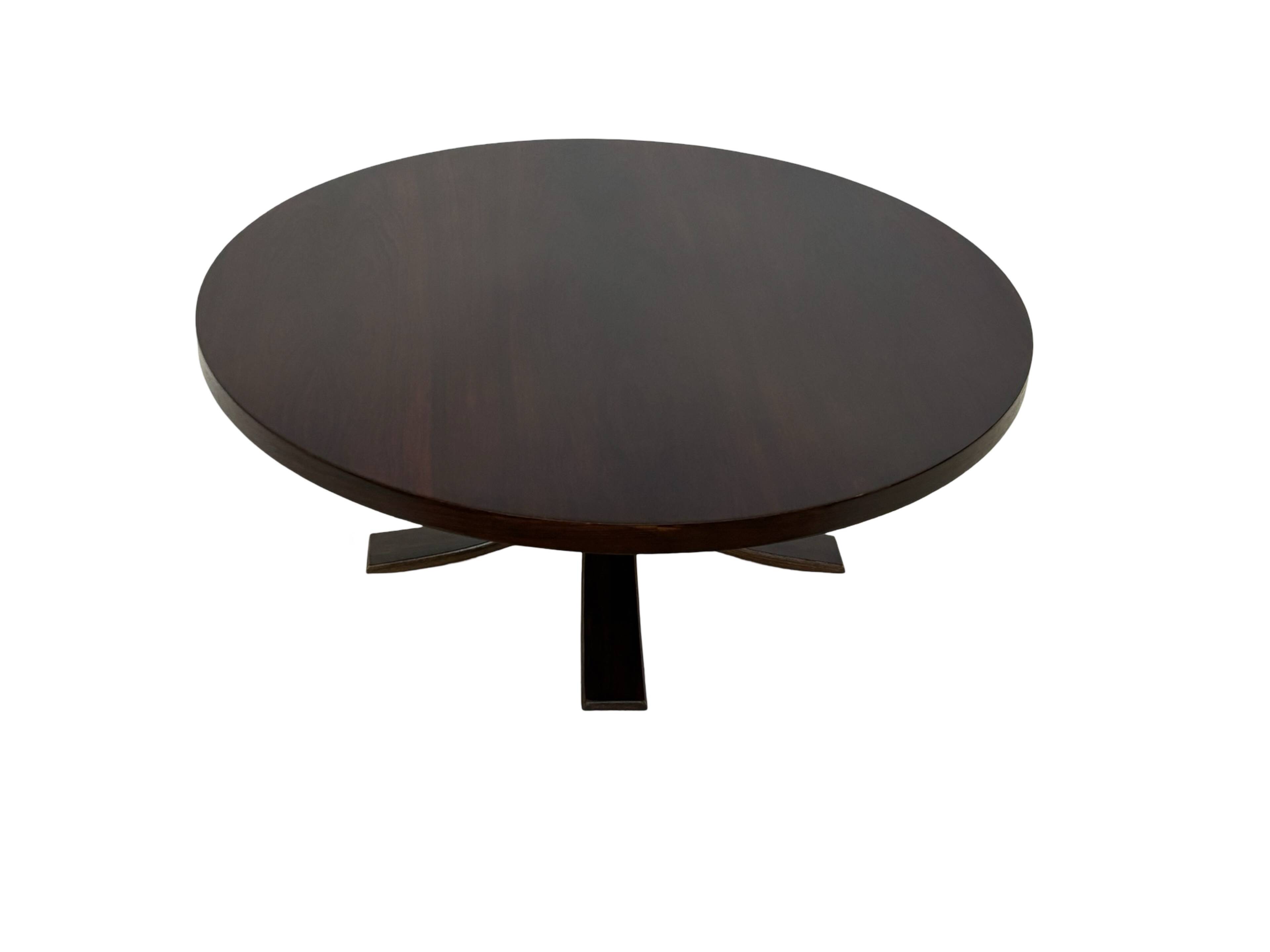 Vintage round coffee table in rosewood veneer, 60s design