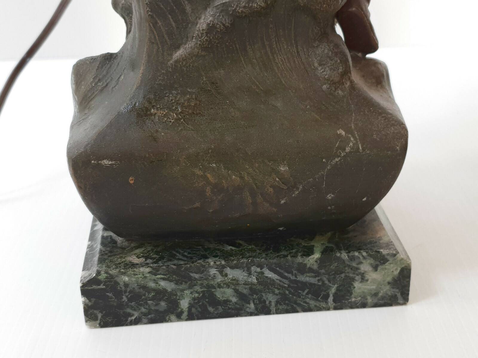 Pair of fisherman lamps art deco 1940 1940 vintage in metal & marble 30s 4